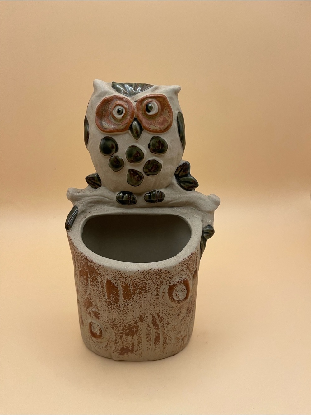 🦉 Vintage Japanese Pottery Owl Vase / Planter 🦉